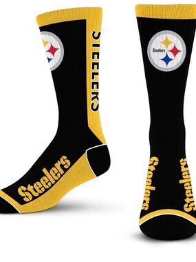 Pittsburgh Steelers Men’s Black & Gold Crew Socks Size XL